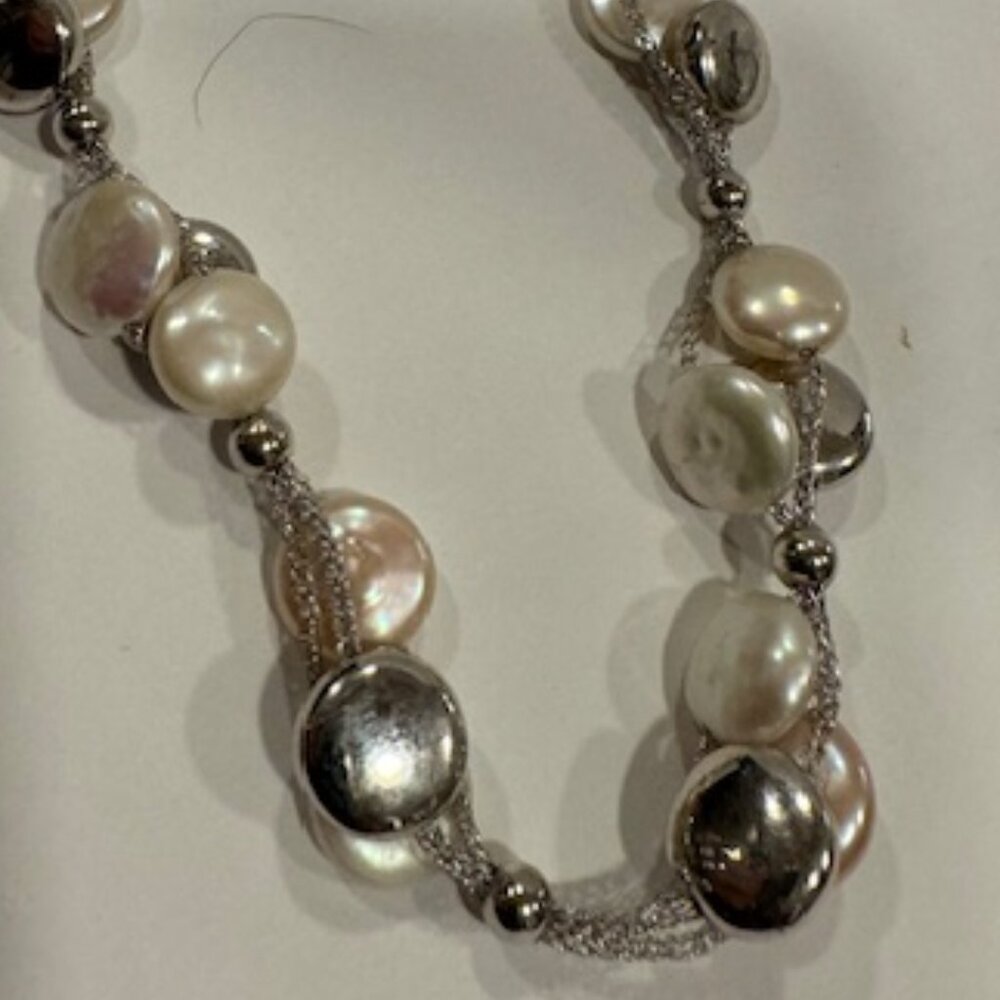 Frederic Duclos Natural Coin Pearl Necklace - NEW / SALE
